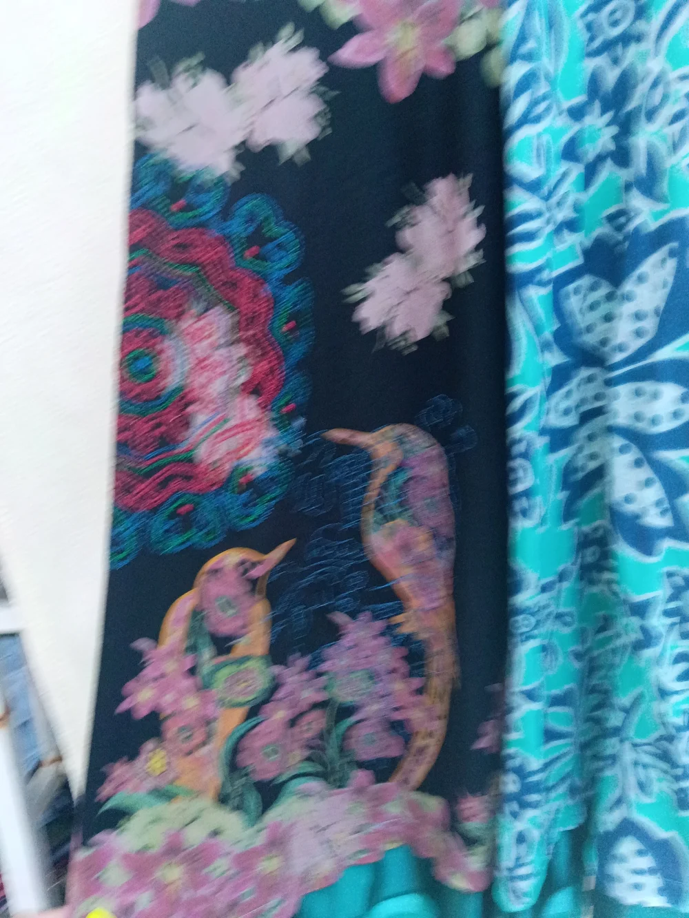 Desigual Turquoise Navy Floral Patchwork V‑Neck Midi Dress - Picture 2 of 6